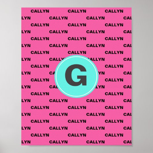 Monogramm für den heißen rosa Namen Poster (Vorne)
