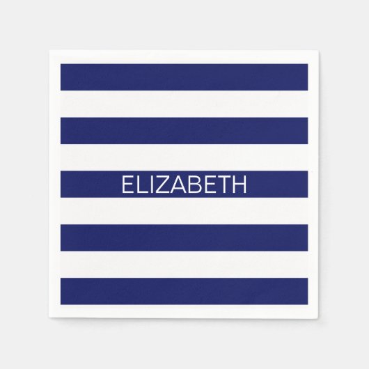 Monogramm für den horizontalen, Navy-Weiß-Preppy-S Serviette (Vorderseite)