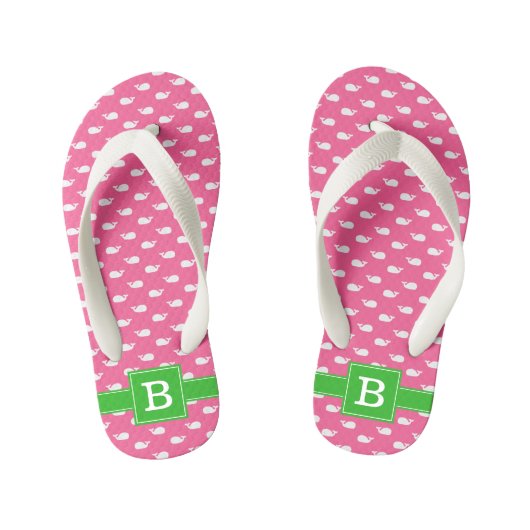 Monogramm für den Hot Pink und den grünen Whalplat Kinderbadesandalen (Fußbett)