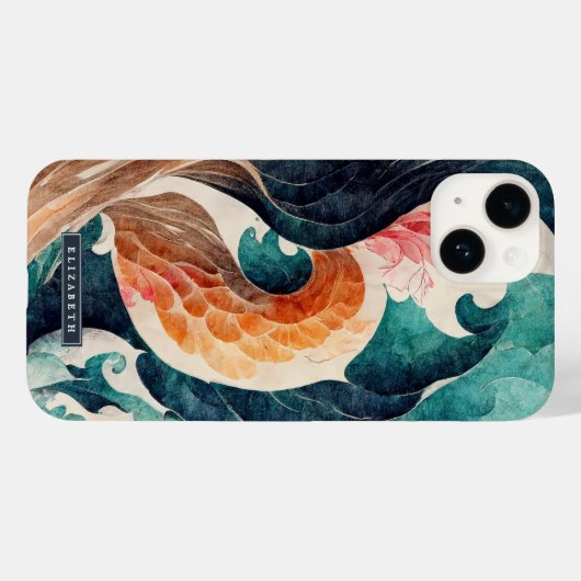 Monogramm für den japanischen Wave Dragon Case-Mate iPhone Hülle (Rückseite (Horizontal))