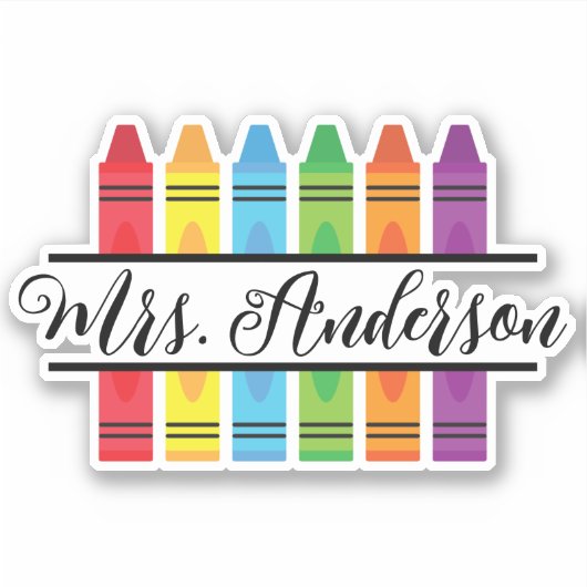 Monogramm für den Lehrernamen mit Crayons Aufkleber (Vorderseite)