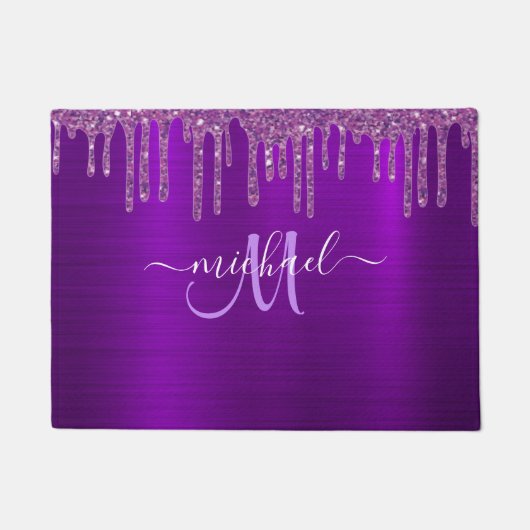 Monogramm für den Lila Drift-Glitzer mit benutzerd Fußmatte (Vorderseite)