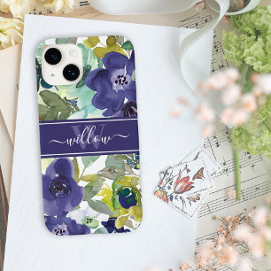 Monogramm für den lila Farbflorennamen Case-Mate iPhone 14 Hülle