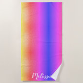 Monogramm für den Lila rosa Namen Strandtuch (Vorderseite)