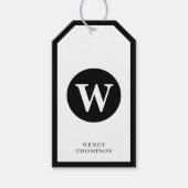 Monogramm für den Minimalistischen Kreis Schwarz/W Geschenkanhänger (Vorderseite)