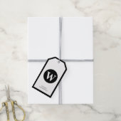 Monogramm für den Minimalistischen Kreis Schwarz/W Geschenkanhänger (Mit Garn)