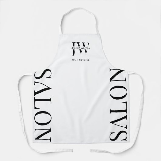 Monogramm für den Minimalistischen Schwarz-Weiß-Ha Schürze (Vorderseite)