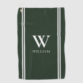 Monogramm für den modernen grünen Anfangsnamen Golfhandtuch (Vorderseite)