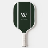 Monogramm für den modernen grünen Anfangsnamen Pickleball Schläger (Vorderseite)