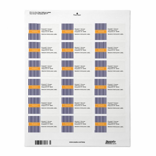 Monogramm für den Namen des kantaloupe Ribbon-Navy Adressaufkleber (Vorne)