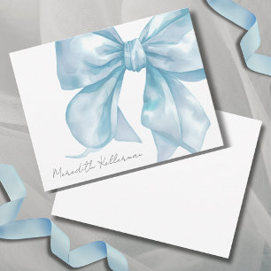 Monogramm für den personalisierten Blauen Bow-Name Mitteilungskarte