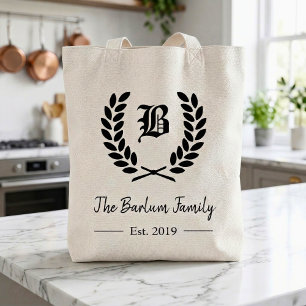 Monogramm für den personalisierten Familiennamen Tragetasche