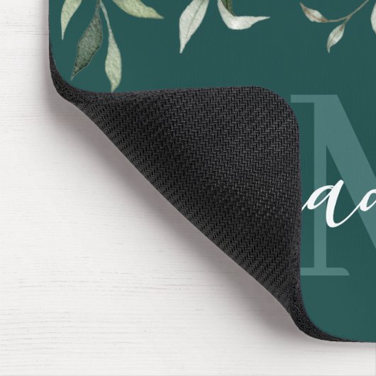Monogramm für den personalisierten grünen Blätenna Mousepad (Ecke)