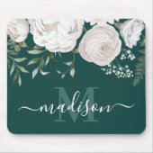 Monogramm für den personalisierten grünen Blätenna Mousepad (Vorne)