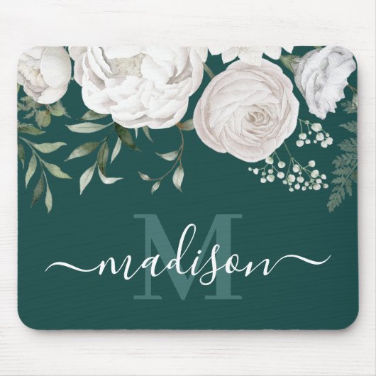 Monogramm für den personalisierten grünen Blätenna Mousepad (Vorne)