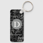 Monogramm für den personalisierten Schwarzen und W Schlüsselanhänger (Rückseite)