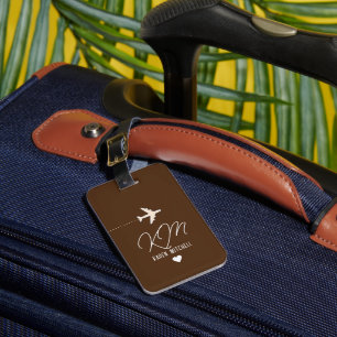 Monogramm für den Reisenamen Bordflugzeug braun Gepäckanhänger