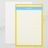 Monogramm für den roten, blauen Blauen Ribbon-Name Briefpapier (Vorne/Hinten)