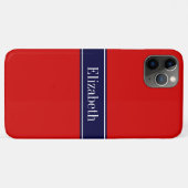 Monogramm für den roten, navy Blue Ribbon-Namen Case-Mate iPhone Hülle (Rückseite (Horizontal))