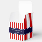 Monogramm für den roten weißen Streifen Navy Blue Geschenkschachtel (Geöffnet)