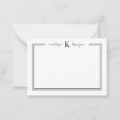 Monogramm für den Schwarz-weißen Blumennamen Mitteilungskarte (Vorderseite)