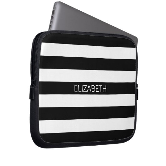 Monogramm für den Schwarz-weißen horizontalen Prep Laptopschutzhülle (Vorne Rechts)