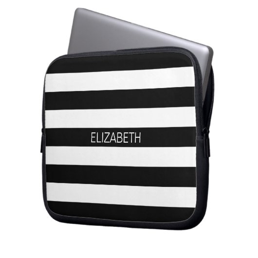 Monogramm für den Schwarz-weißen horizontalen Prep Laptopschutzhülle (Vorderseite Links)