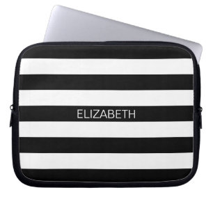 Monogramm für den Schwarz-weißen horizontalen Prep Laptopschutzhülle