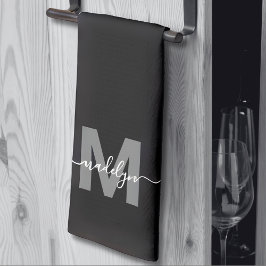 Monogramm für den Schwarz-weißen Namen Geschirrtuch