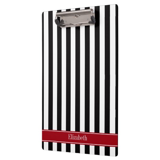 Monogramm für den Schwarz-weißen Streifen Cranberr Klemmbrett (Links)