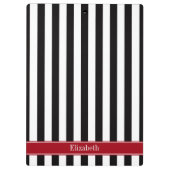 Monogramm für den Schwarz-weißen Streifen Cranberr Klemmbrett (Rückseite)