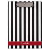 Monogramm für den Schwarz-weißen Streifen Cranberr Klemmbrett (Vorderseite)