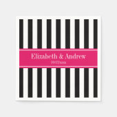 Monogramm für den Schwarz-weißen Streifen Himbeerb Serviette (Vorderseite)