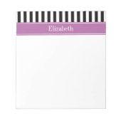 Monogramm für den Schwarz-weißen Streifen Orchid R Notizblock (Vorderseite)