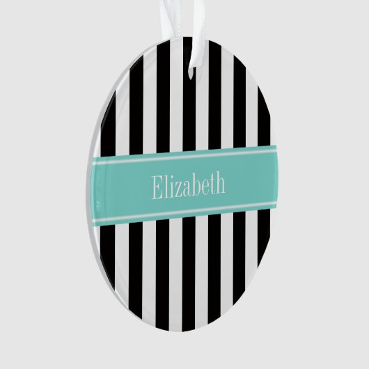 Monogramm für den Schwarz-weißen Streifen Türkis-R Ornament (Vorderseite)