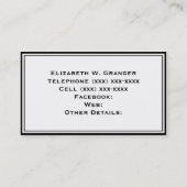 Monogramm für den Schwarz-weißen Streifen Türkis-R Visitenkarte (Rückseite)