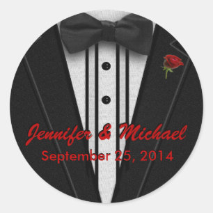 Monogramm für den Schwarzen Anzug und die Bow-Kraw Runder Aufkleber