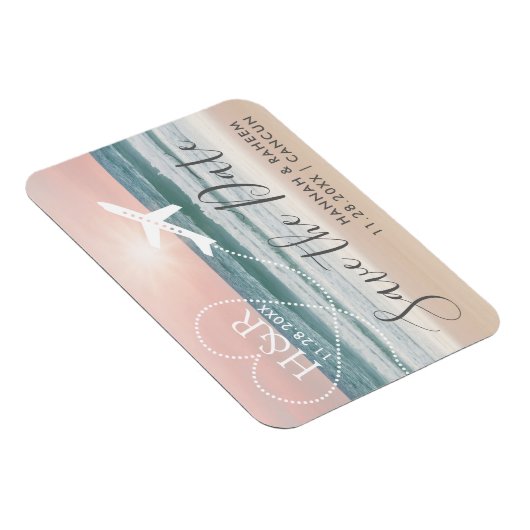 Monogramm für den Sunset Airplane-Weg Save the Dat Magnet (Rechte Seite)