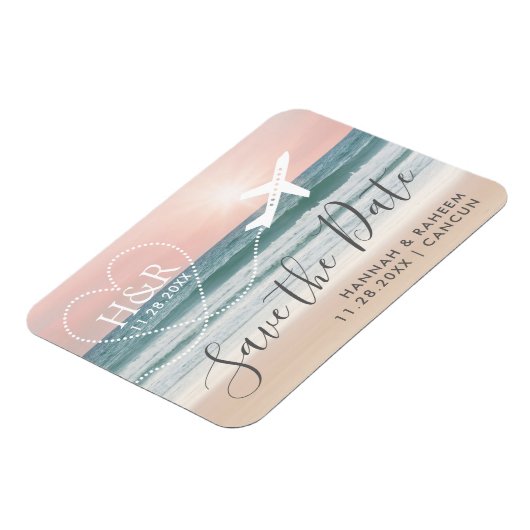 Monogramm für den Sunset Airplane-Weg Save the Dat Magnet (Linke Seite)