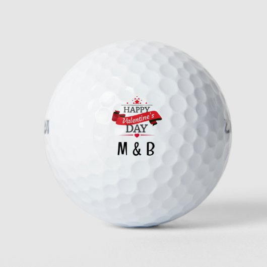 Monogramm für den Valentinstag Golfball (Vorderseite)