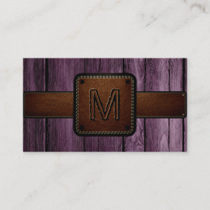 Monogramm für den Vintagen Holzbraunen-Leder-Look Visitenkarte