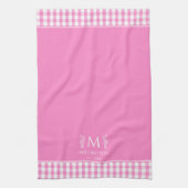 Monogramm für den weißen Gingham-Individuelle Name Geschirrtuch (Vertikal)