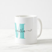 Monogramm für den weißen Polka-Dot Kaffeetasse (VorderseiteRechts)