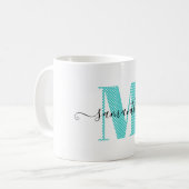 Monogramm für den weißen Polka-Dot Kaffeetasse (Vorderseite Links)