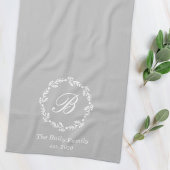 Monogramm für den Winterkranz-Familiennamen grau Geschirrtuch