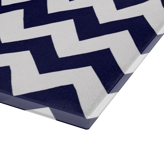 Monogramm für den Zickzack Himbeernamen Navy Blue Schneidebrett (Ecke)