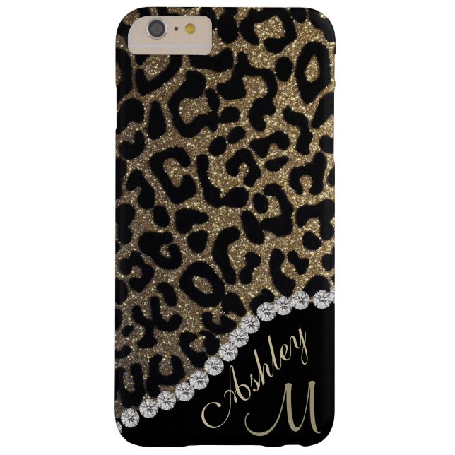 Monogramm für Diamanten und Leopard-Glitzer Case-Mate iPhone Hülle (Rückseite)