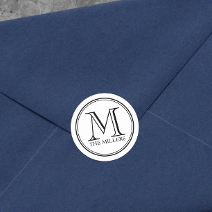 Monogramm für die bearbeitbare Hintergrundfamilie Runder Aufkleber