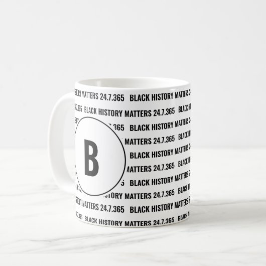 Monogramm für die benutzerdefinierte schwarze Hist Kaffeetasse (Vorderseite Links)