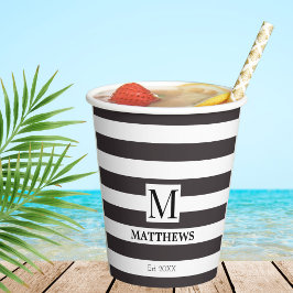 Monogramm für die Bezeichnung der Nautic Navy Blue Pappbecher